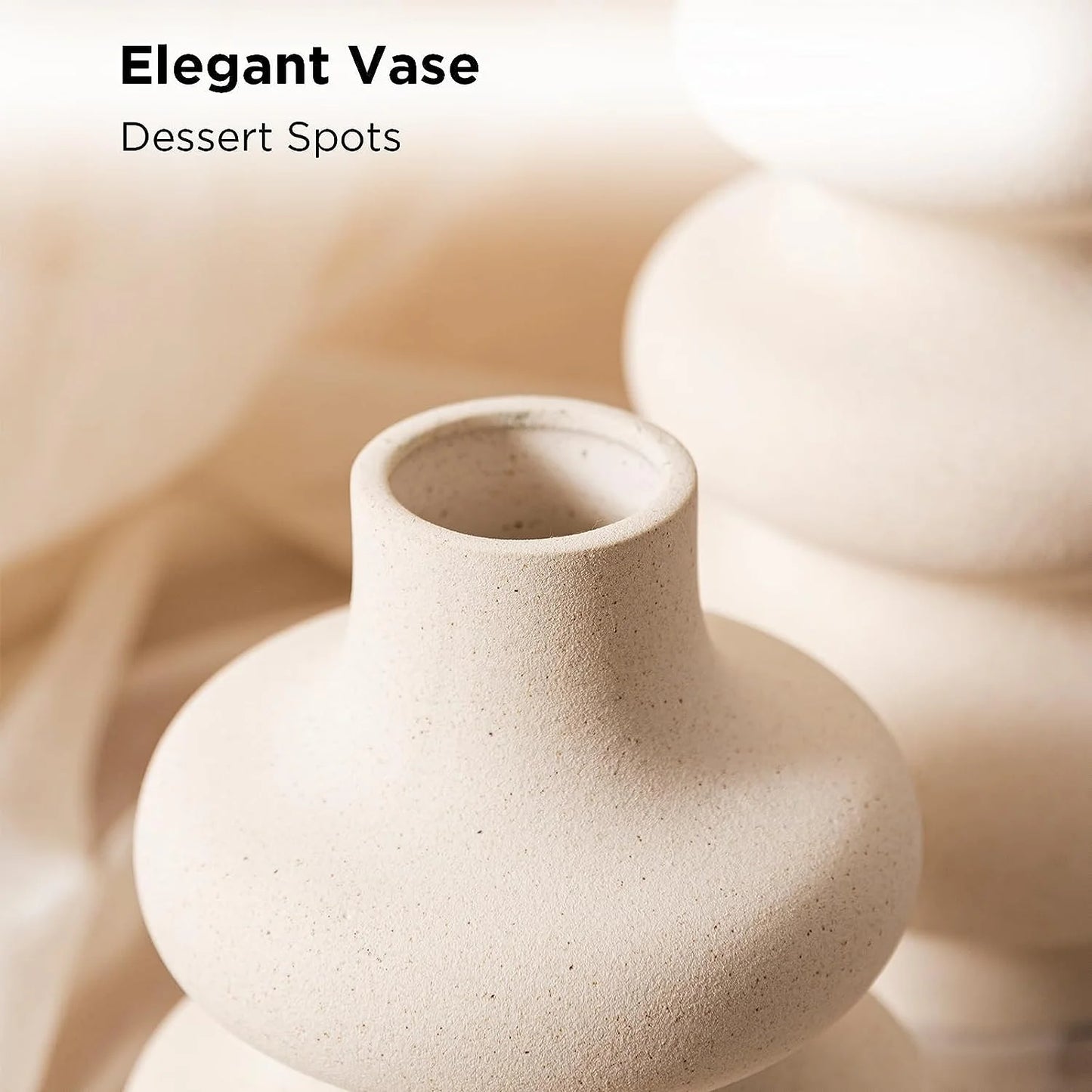 Ceramic Vases Set of 2, Modern Unique Matte Decorative Flower Vase for Home Centerpieces Living Decor, off White Minimalist Nordic Boho Vase for Flower Bouquet, Pampas Grass