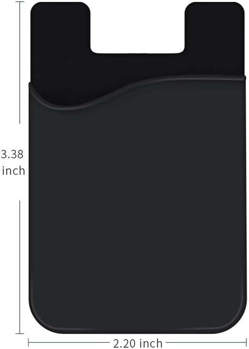 Cell Phone Credit Card Holder, Silicone Phone Wallet with Adhesive Stick-On Fits Apple Iphone Ipad Samsung Galaxy Android Smartphones Table Refrigerator Door (Black Color - 10 Pack)