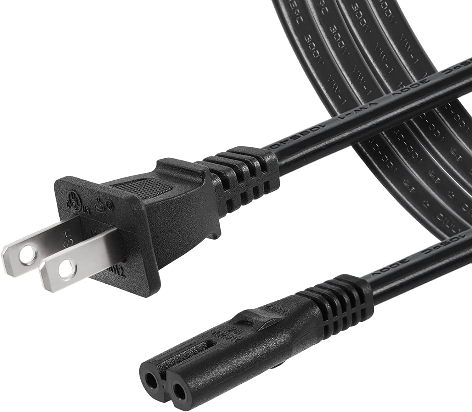 AC Power Cord Compatible Samsung TV, TCL Lg Sony Sharp Insignia Hisense Toshiba TV 6 Feet 2 Prong Power Cable Replacement